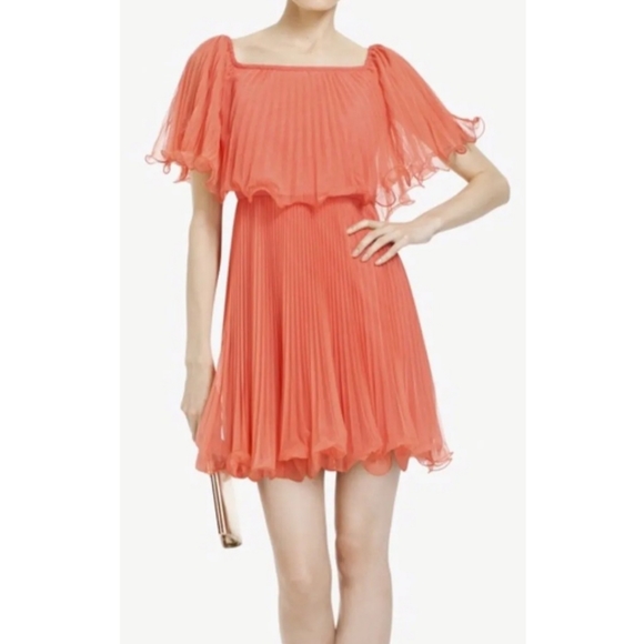 Bcbgmaxazria Shalom Off-the-shoulder Coral Mini Dress - Size 0 - Picture 4 of 4